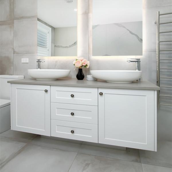 American White Lacquer Bathroom Vanity Fancy Shaker Style Bathroom Cabinet
