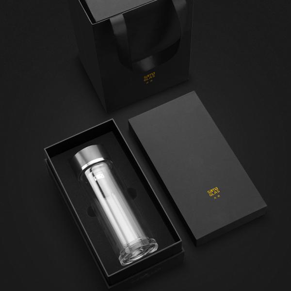 Double Walled Glass Tea Strainer Bottle Flask Unbreakable Custom