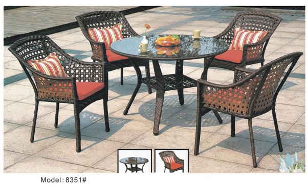 5cm cushion dining chairs with glass table-8351