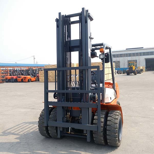 Duplex Mast 3m 3.5 Ton Diesel Forklift Truck Double Front Wheels Orange