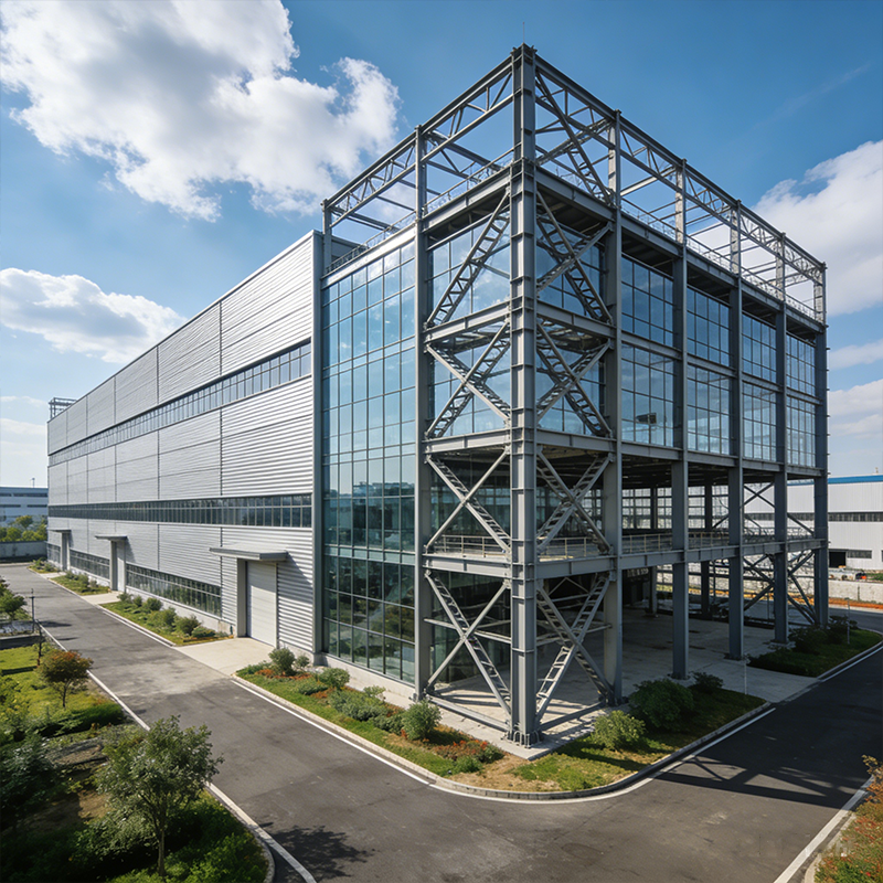 Prefabricated Commercial Steel Frame Building Wind Resistant For Warehouses