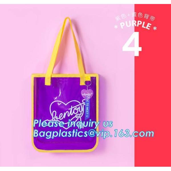 Shoulder Tote Pouch Clear PVC Beach Bag With Interior Pocket Handbag Totes With Zipper Carry Shopping Bag