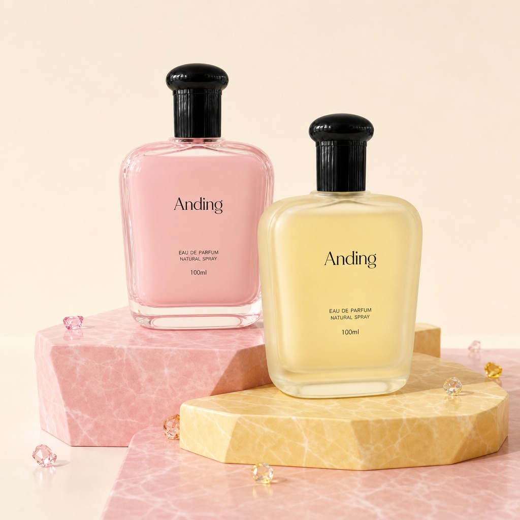 100ml Glass Perfume Bottles Square Crimp Neck Empty Plastic Ribbed Cap Spray