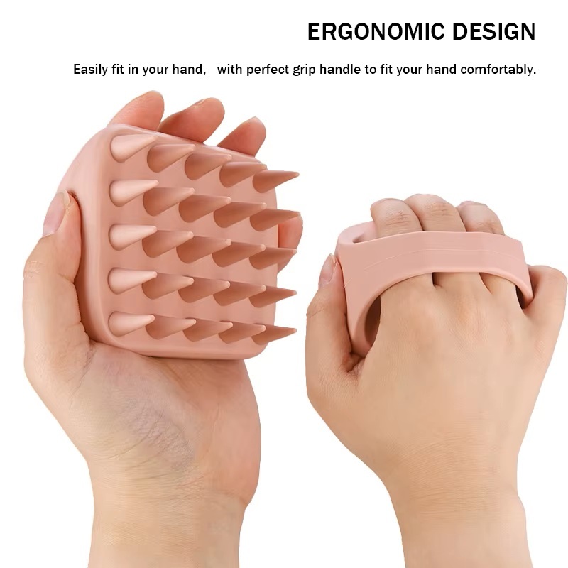 Anti Slip Compact Silicone Scalp Massage Shampoo Brush For Healthy Hair