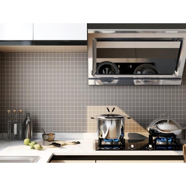 Black Grid 3D Adhesive Wallpaper 3D Wall Stickers Waterproof For Kitchen Bathroom