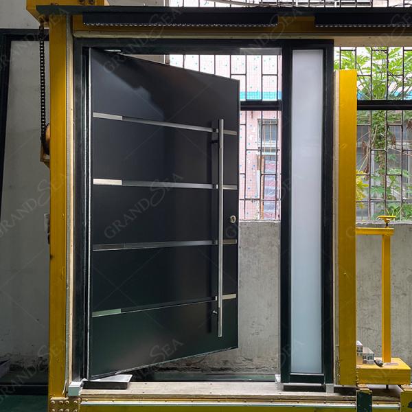 Australia Style Finished Bright Black High Glossy Color Front Flush Luxury Aluminum Security Stainless Steel Pivot Entry Door