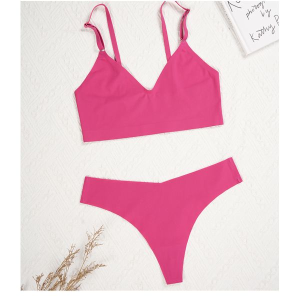 New Arrival Women Sexy Underwear Bra Set Women's V-neck Thong Underwear Seamless Wire-free Comfortable Sports Bra Set