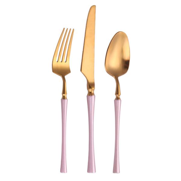 NEWTO High Quality Heavy Stainless steel flatware set Pink and Gold Color Cutlery