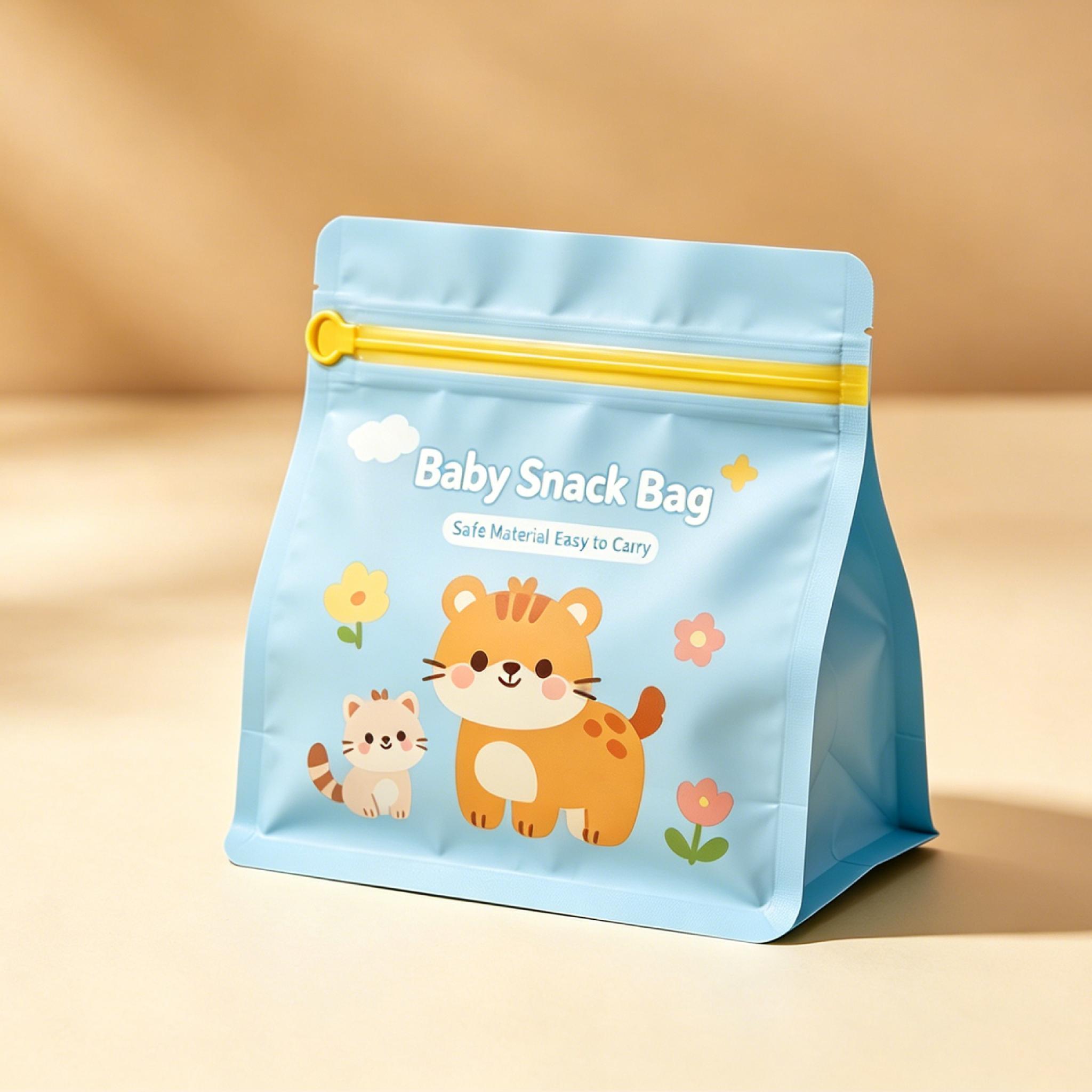 Custom Printed Stand-Up Zipper Pouches For Baby Snacks, Milk Powder & Dry Foods | Food Grade Resealable Stand Up Zip Bags OEM Cartoon Printing