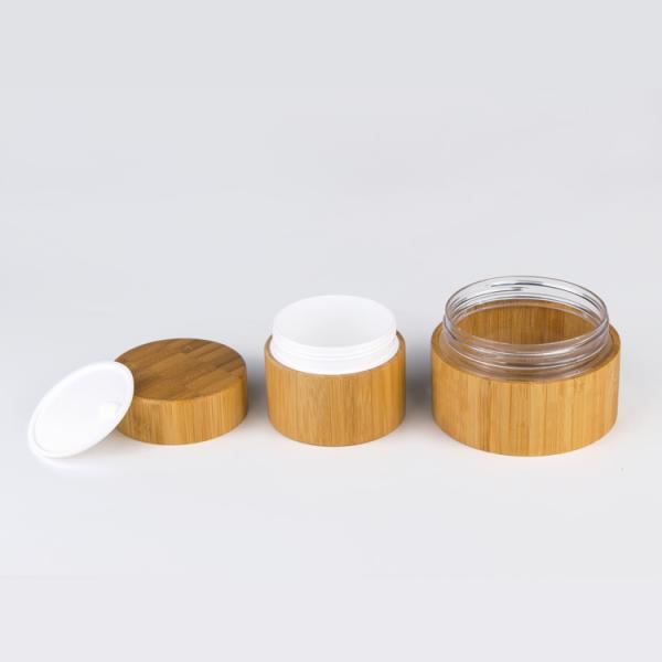 Bamboo Plastic Liner Cream Jars Cosmetic Packaging 0.5oz 1oz 1.7oz With Lids