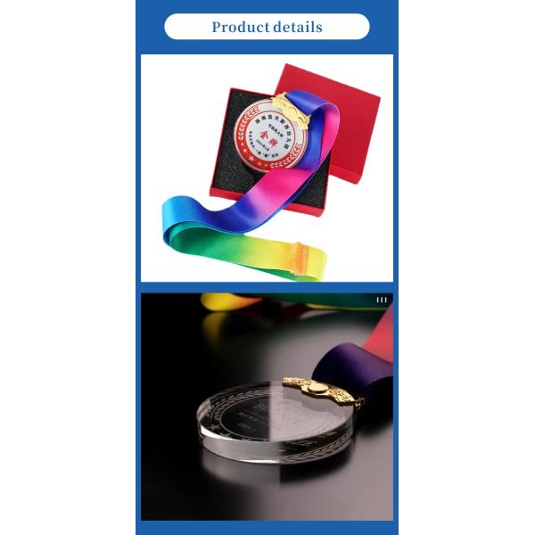 Wholesale Custom High Quality Sublimation Crystal Commemorative Medals Sports logo Glass Medal Diy Personalized Crystal Crafts