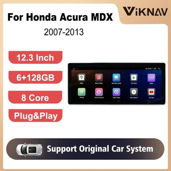 12.3-дюймовый 8-ядерный Android авто стерео для 2007-2013 Acura MDX GPS навигация Мультимедийный проигрыватель беспроводной Carplay BT 4G