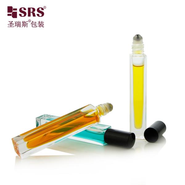 Square Shape Glass Roll On Bottle with Thick Wall and Custom Color for No Leakage No Scratching Essential Oil and Perfume