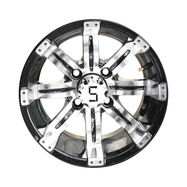 12x7 14x7 Machined Glossy Black Aluminum Wheels For Golf Cart