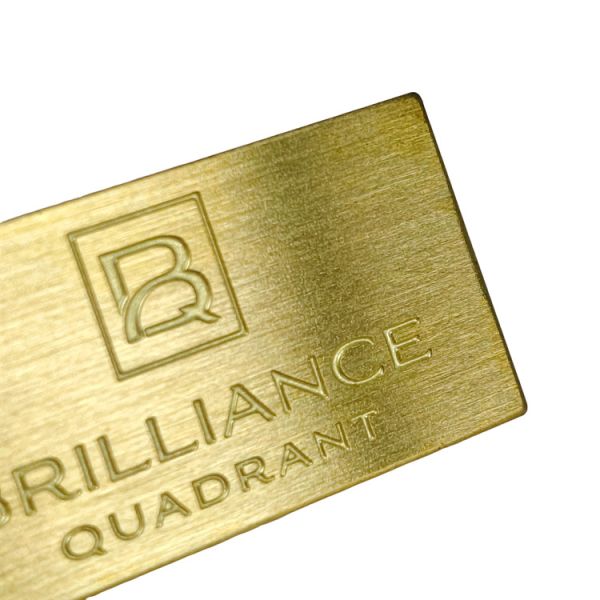 Custom Brushed Brass Nameplate With 3M Adhesive Backing