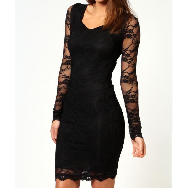 Платья вечера Midi шнурка втулок способа длинние, черные платья вечера