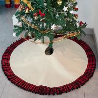 DIY Custom Printing Linen Christmas Tree Skirt Mat 144CM Sublimation Blank Ruffles Buffalo Plaid Christmas Tree Skirt