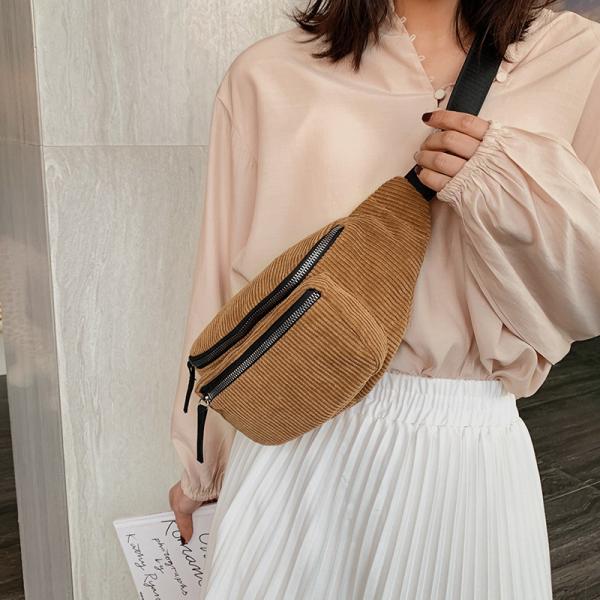 Accepable OEM/ODM Women Waist Bags for Outdoor Sports Running Gym Fanny Pack Corduroy