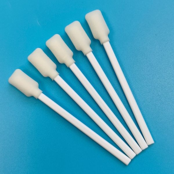 Disposable White PP Stick Rectangular Sponge Stick 1ml Foam Tip Swab Applicator with Total Length 105mm