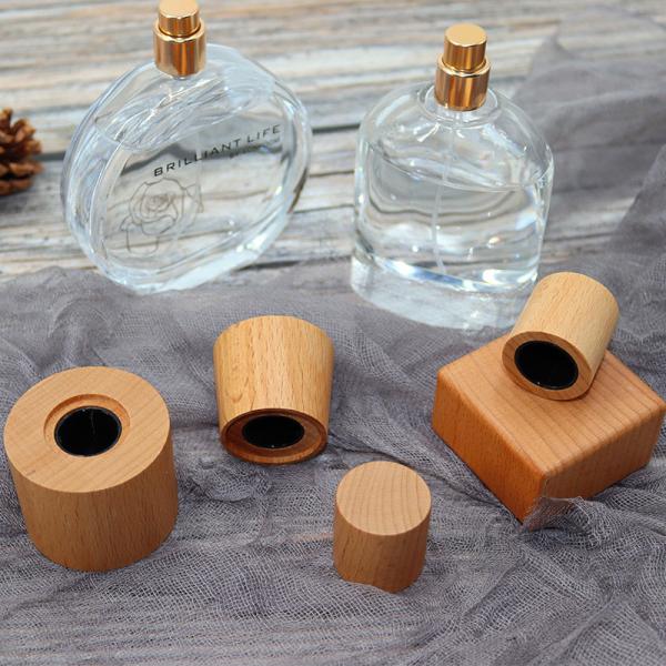 Natural Solid Wood Cylinder Type Perfume Bottle Cap With bottle