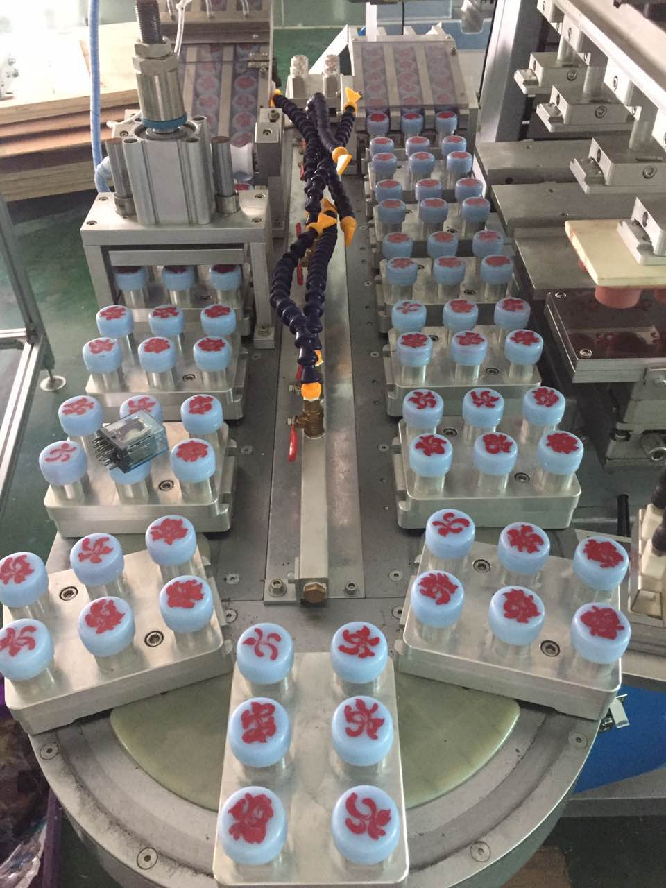 Fully Automatic Four Color Bottle Cap Pad Printing Machine 50HZ / 60HZ