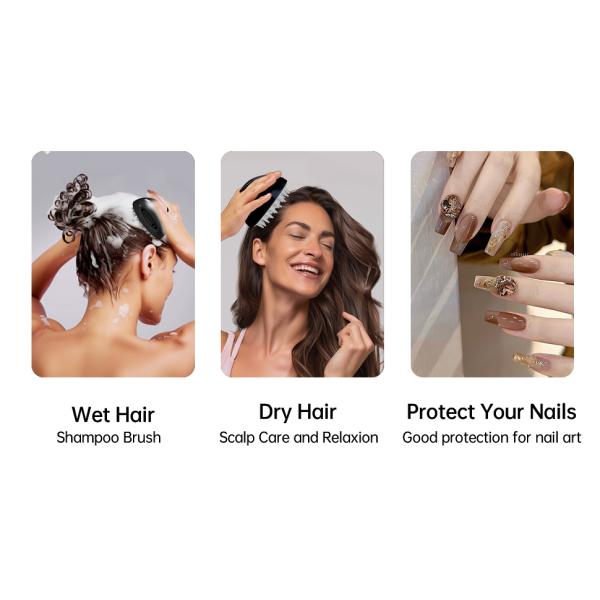 ABS TPR Scalp Washing Brush Detachable Bristles Wet Dry Hair Brush