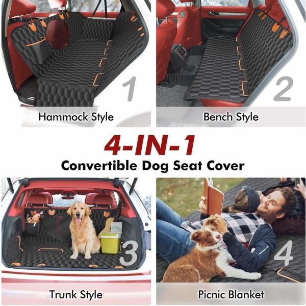 Dog Seat Cover Car Seat Cover for Pets 100%Waterproof Pet Seat Cover Hammock 600D Heavy Duty Scratch Proof Nonslip