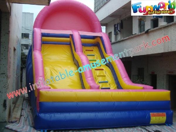 Pink Commercial Inflatable Slide Toys , 9L Inflatable Slide Slip For Childrens