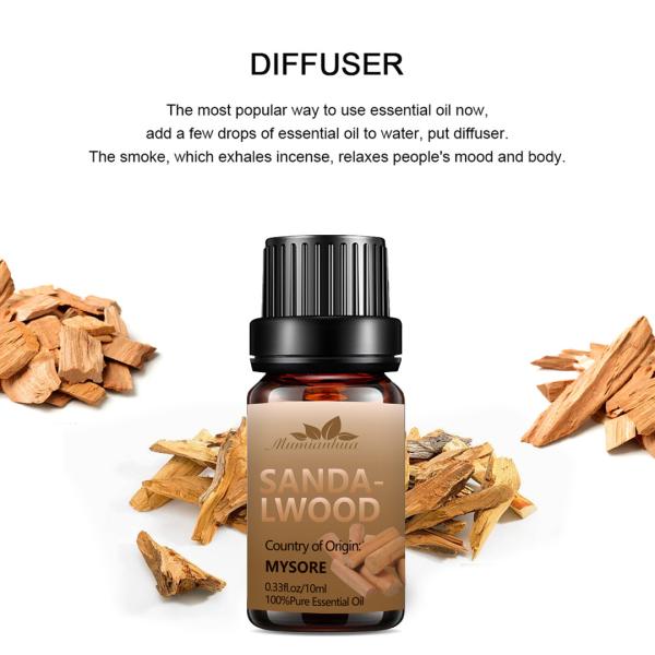 ODM puro essencial do óleo da fragrância do óleo 10ml 100% dos sândalos orgânicos do USDA