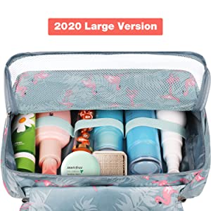Travel Makeup Cosmetic Skincare Organizer, Toiletry Bag, Foldable Duffel Bag, Multiple Storage Compartments