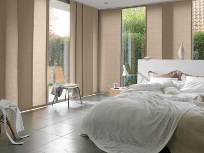 Sunscreen Windows Shades Blinds with brown Fabric Panel Sliding for balcony