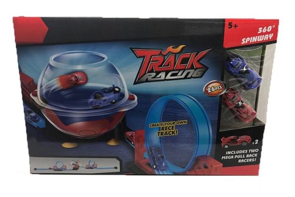 Spherical Toy Race Car Track Sets 360° Spinway Stunt Racing 26 Pcs 2 Cars 74 