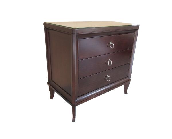 3 Drawer Walnut Finish Hotel Bedside Tables King Size Wooden Night Stand