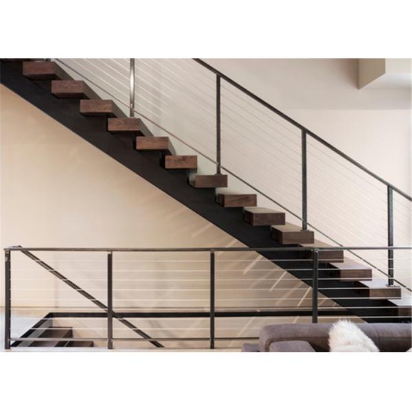 Prima Prefabricated Modern Straight Staircase Single Beam Tempered Glass Railing