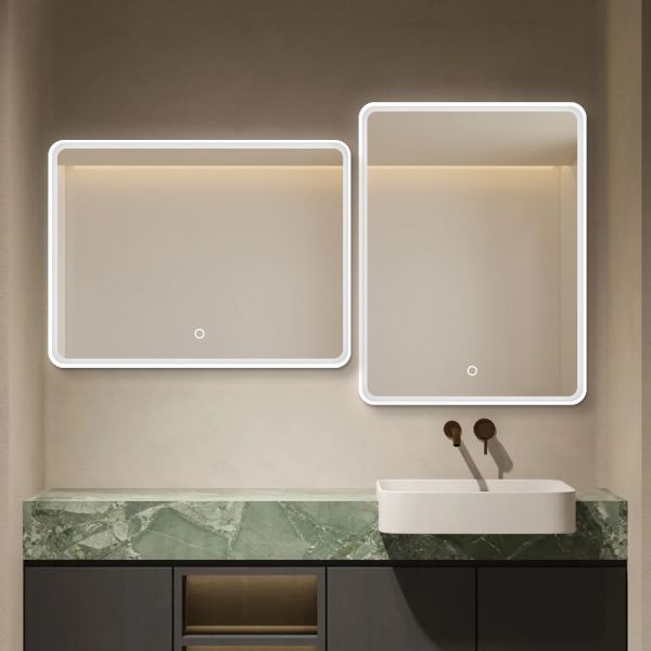Modern Front Lighted Vanity Mirrors , Rectangle LED Wall Bathroom Mirror