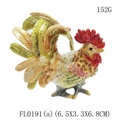 Fancy Mini Rooster Metal Jewelry Box pewter  jewelry box with rooster design