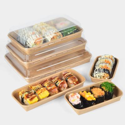 生分解性クラフトテイクアウト持ち帰り用レストラン長方形使い捨て紙プラスチック寿司箱容器