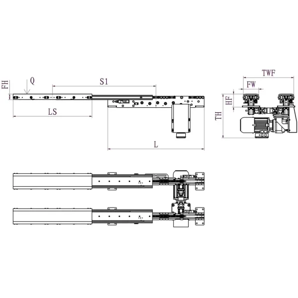 Automatic Storage Lift Equipment Forklift Pallet Telescopic Fork Load 900kg