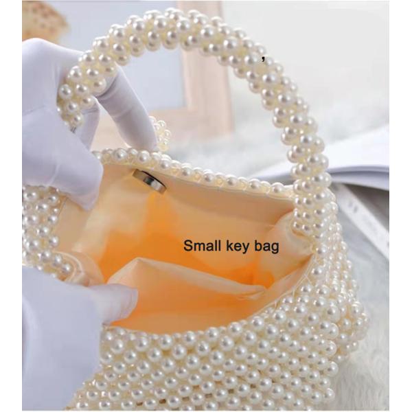 Dinner Pearl Hand Bags White Color 22.5cm×10.5cm×26.5cm for ladies