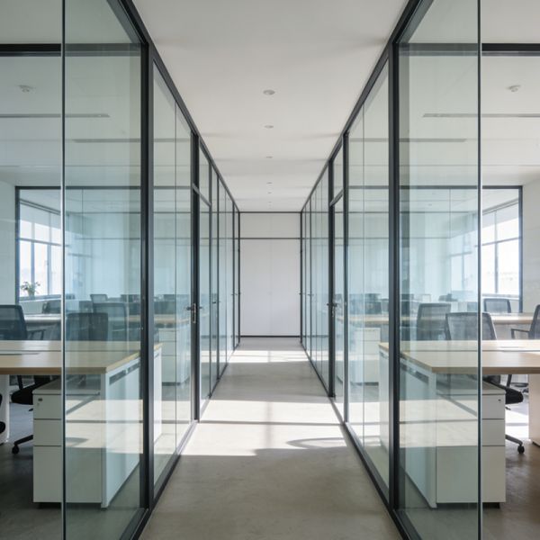 Office Partition Aluminium Profile Transparent Glass Office Divider Partition Wall