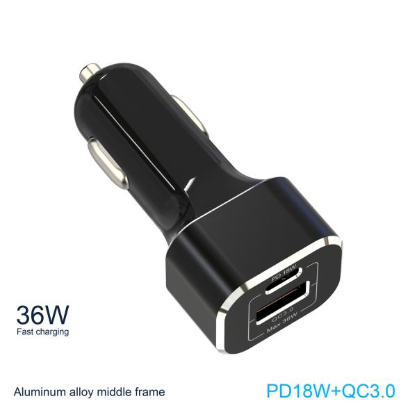 Mobile Phone Charger Adapter Aluminium Alloy PD18W QC3.0 Dual Ports Fast Power Transfer