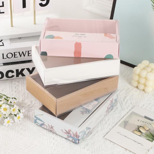 White Cardboard Packaging Pull-Out Box For Clothing Products PVC Plastic Transparent Folding Box