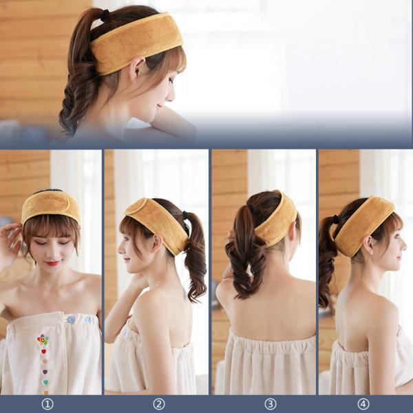 Blue Red Velvet Headband Wrap Stretch Washable Coral Cloth Facial Face Wash Makeup Spa 63x8cm