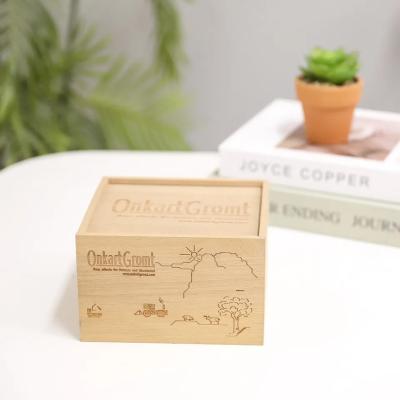 CMYK Gold Foil Surface Personalised Wooden Storage Boxes With Sliding Lid