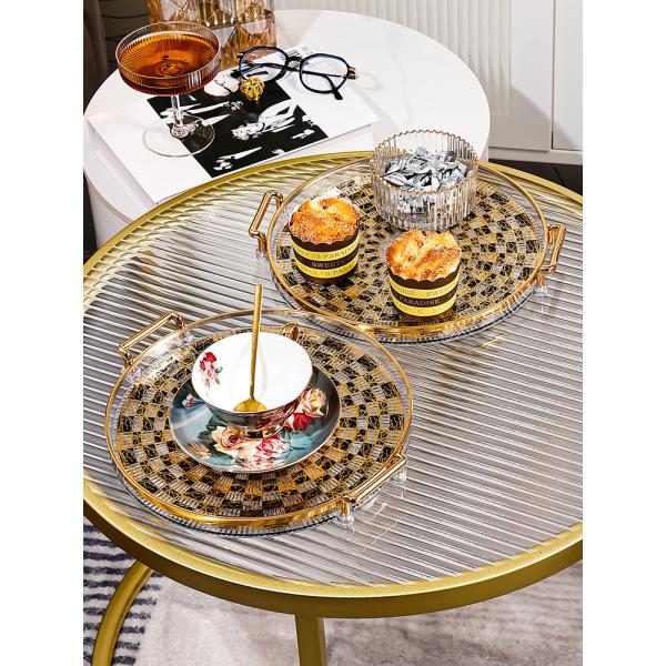 Ceramic Round Tray for Securely Holding Cups Dishes Plates Durable Non-Slip Grip