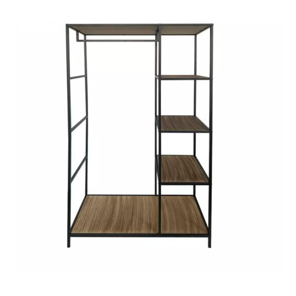Metal And MDF Wood Cloth Storage Rack For Bedroom