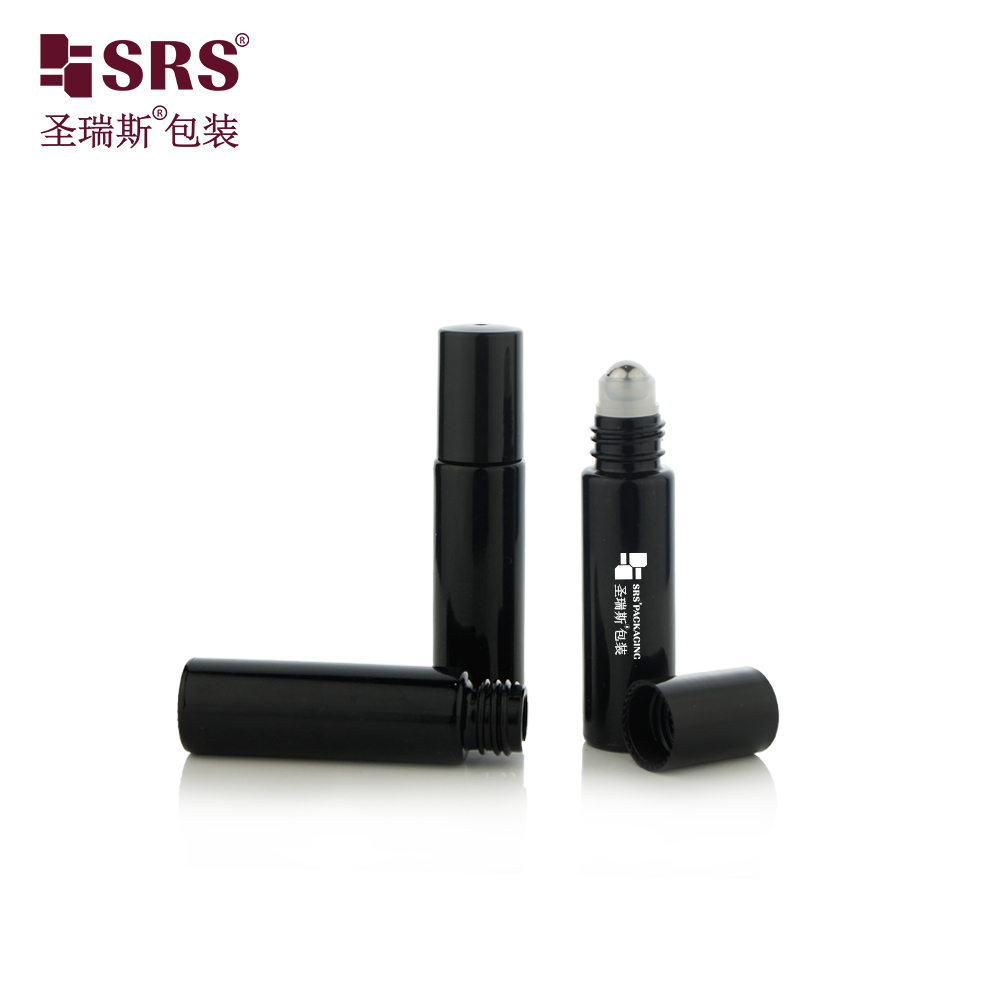 BLPM 10ML Empty Black Glass Roll On Bottle For Essential Oil No Leakage