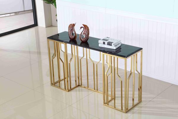 Tabela de console de aço inoxidável superior de mármore luxuosa da sala de visitas do canto do corredor da base decorativa