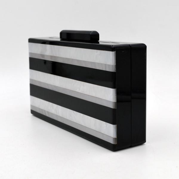 Resin Acrylic Formal Handbags And Clutches With White And Black Strip