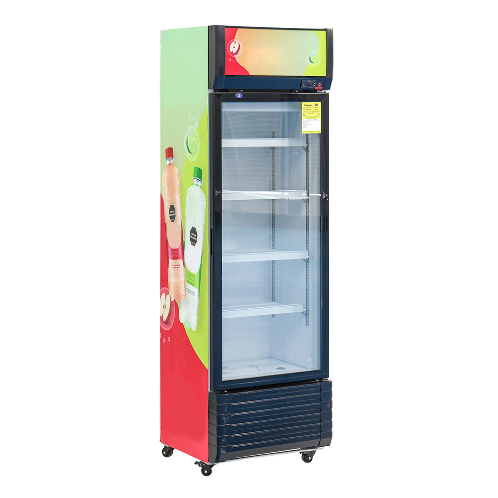 Energy Efficient Glass Door Refrigerator with 2-8°C Temperature Range and 400L Storage Capacity Using R290a Eco-Friendly Refrigerant